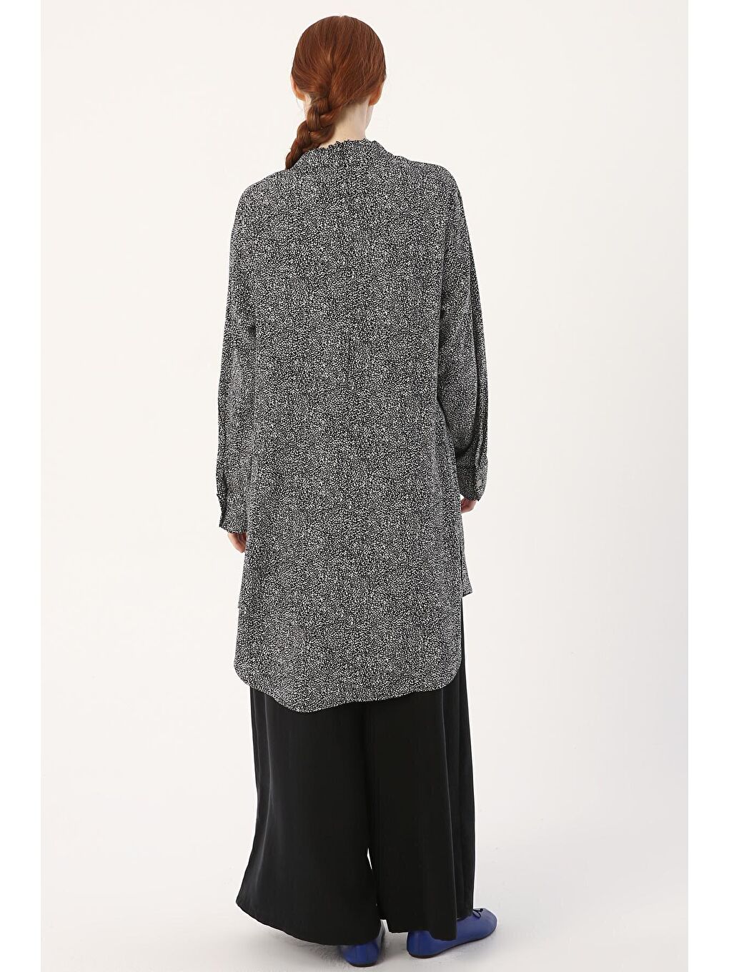 Siyah-Ekru Dik Yaka Kuşgözlü Tunik-3