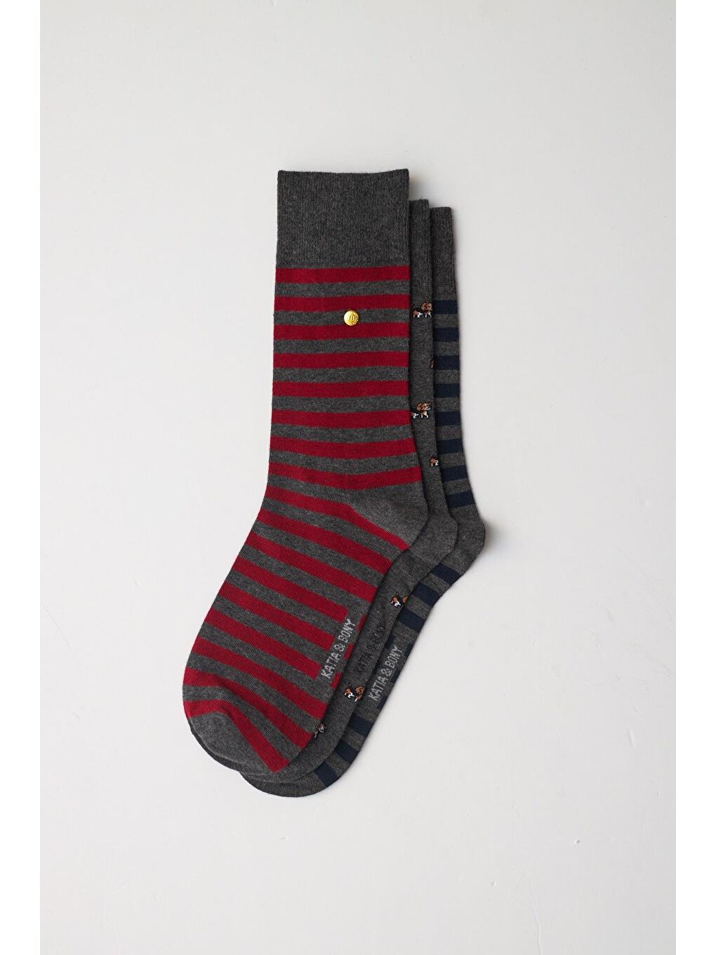 Antrasit Erkek 3 Lü Paket Zımba Baskılı Soket Çorap Amntrasit Mix