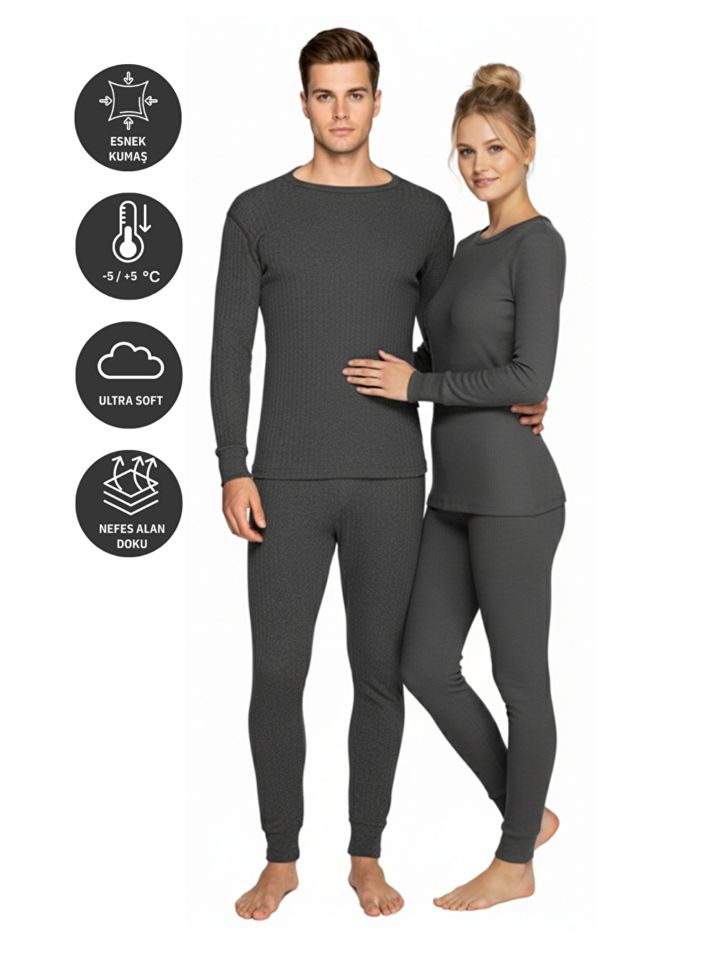 Ekru Soft Termal İçlik Set ANTRASiT-1