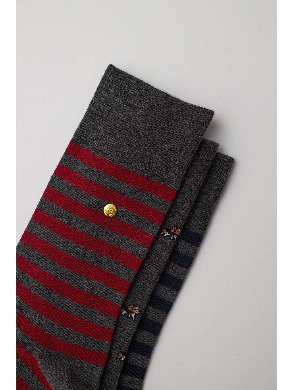 Antrasit Erkek 3 Lü Paket Zımba Baskılı Soket Çorap Amntrasit Mix-1