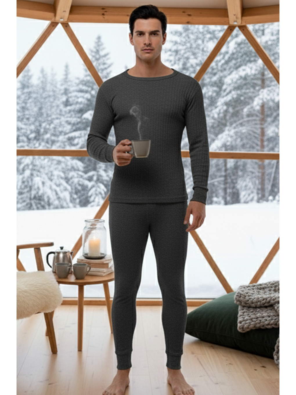 Ekru Soft Termal İçlik Set ANTRASiT-3