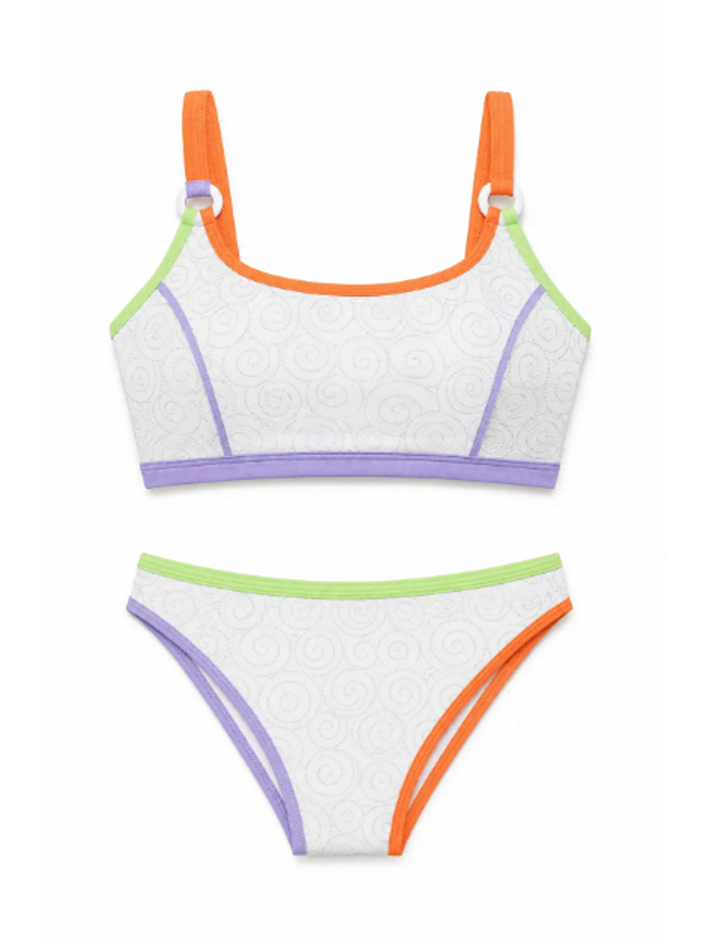 Renkli Biyeli Bikini Takım 3279 Beyaz
