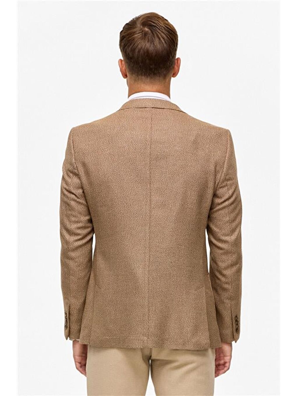 Kahverengi Sütlü Kahve Slim Sivri Yaka 6 Drop Ceket-6