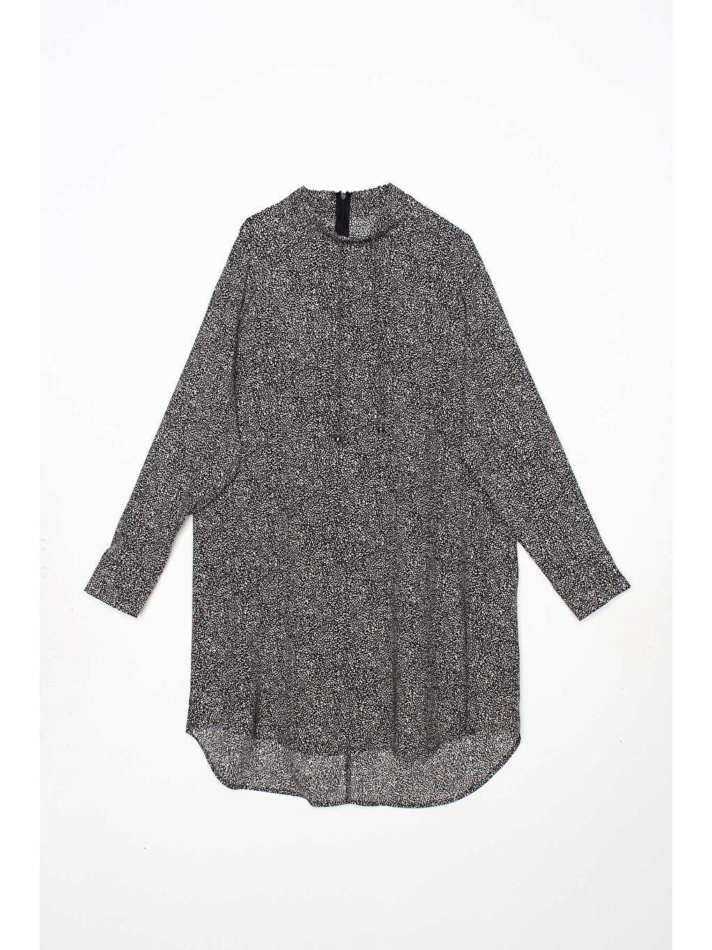 Siyah-Ekru Dik Yaka Kuşgözlü Tunik-4