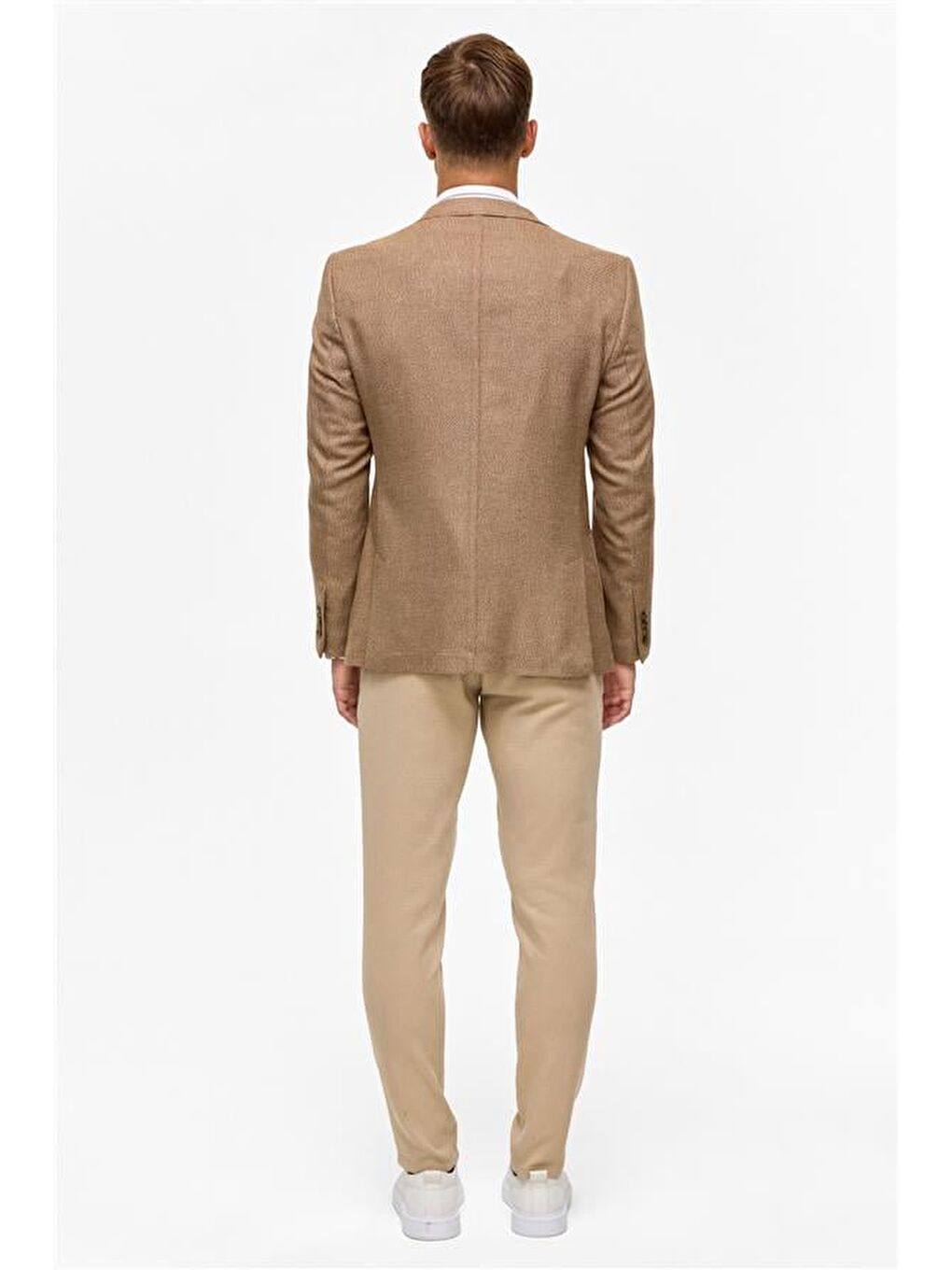 Kahverengi Sütlü Kahve Slim Sivri Yaka 6 Drop Ceket-9