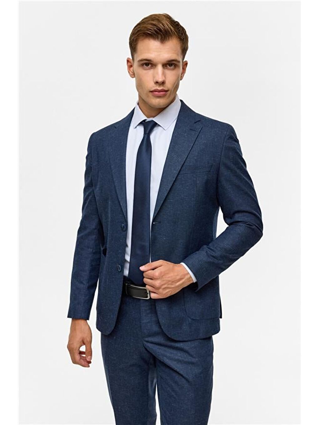 Lacivert Slim Desenli Mono Yaka 6 Drop Takım Elbise-2