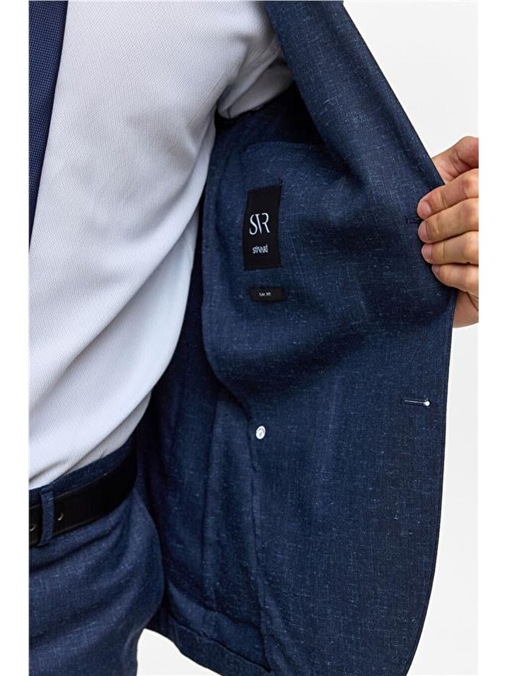 Lacivert Slim Desenli Mono Yaka 6 Drop Takım Elbise-3