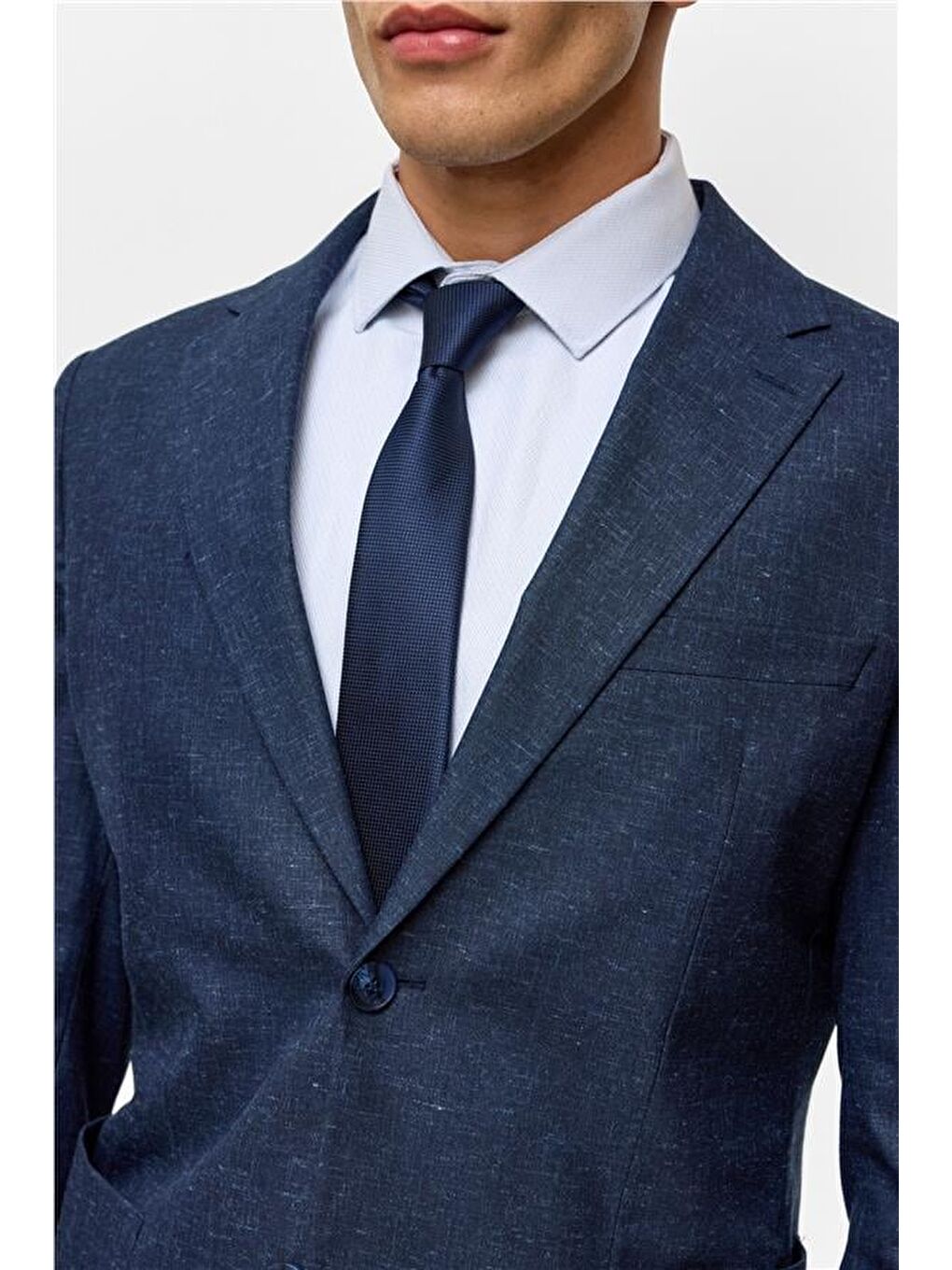 Lacivert Slim Desenli Mono Yaka 6 Drop Takım Elbise-4