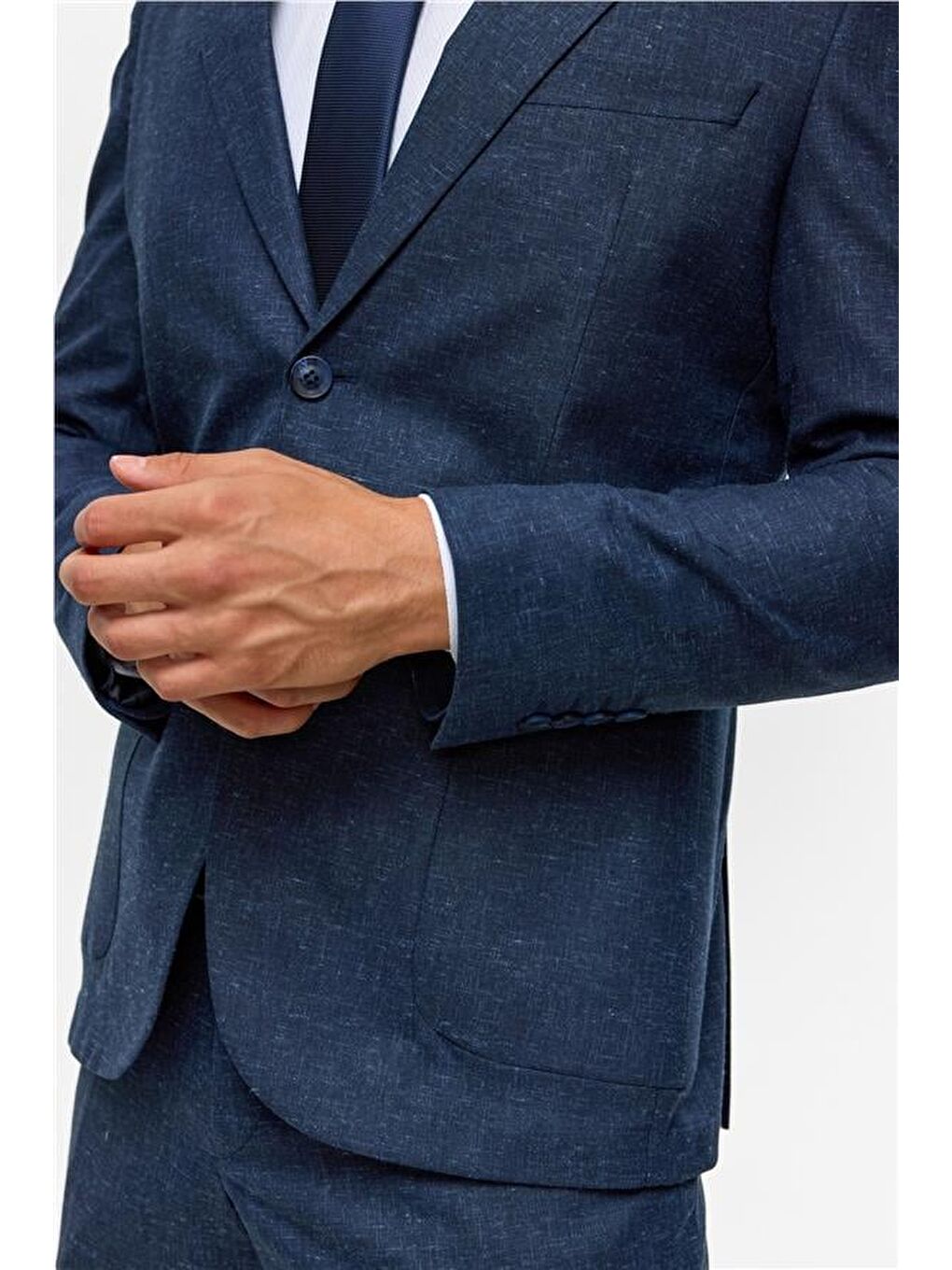 Lacivert Slim Desenli Mono Yaka 6 Drop Takım Elbise-5