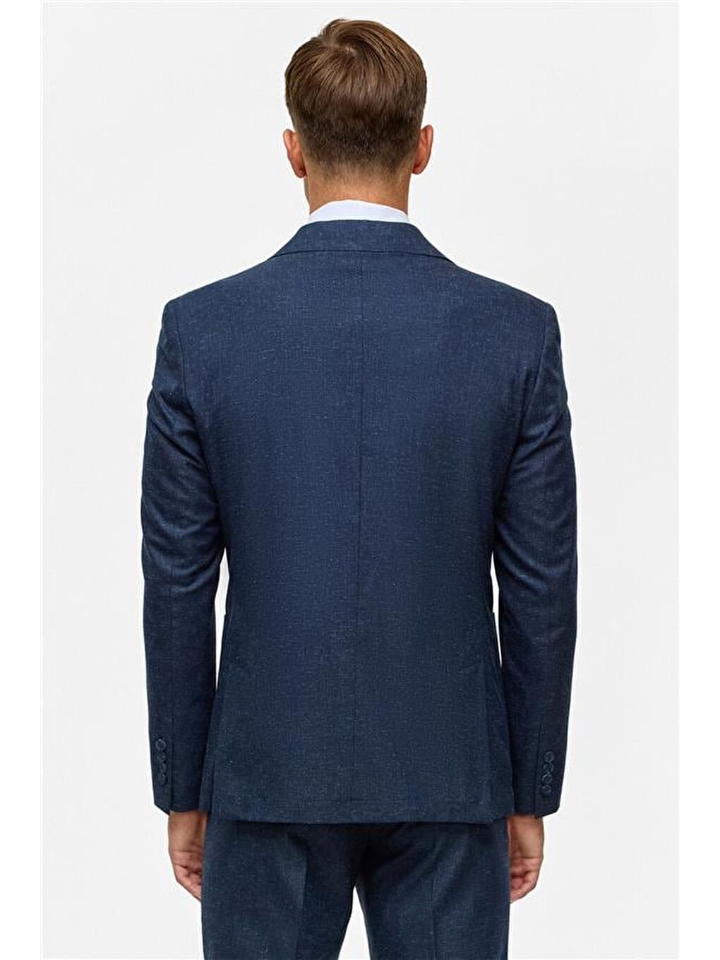 Lacivert Slim Desenli Mono Yaka 6 Drop Takım Elbise-6