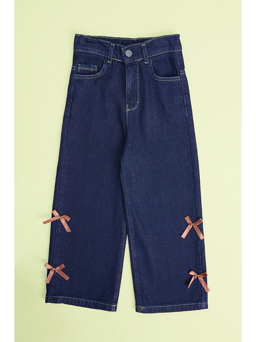 Lacivert Kurdele Detaylı Kız Çocuk Palazzo Pantolon