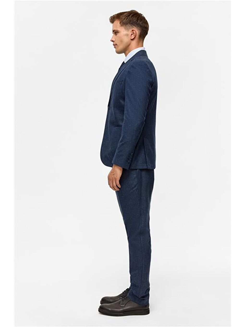 Lacivert Slim Desenli Mono Yaka 6 Drop Takım Elbise-9