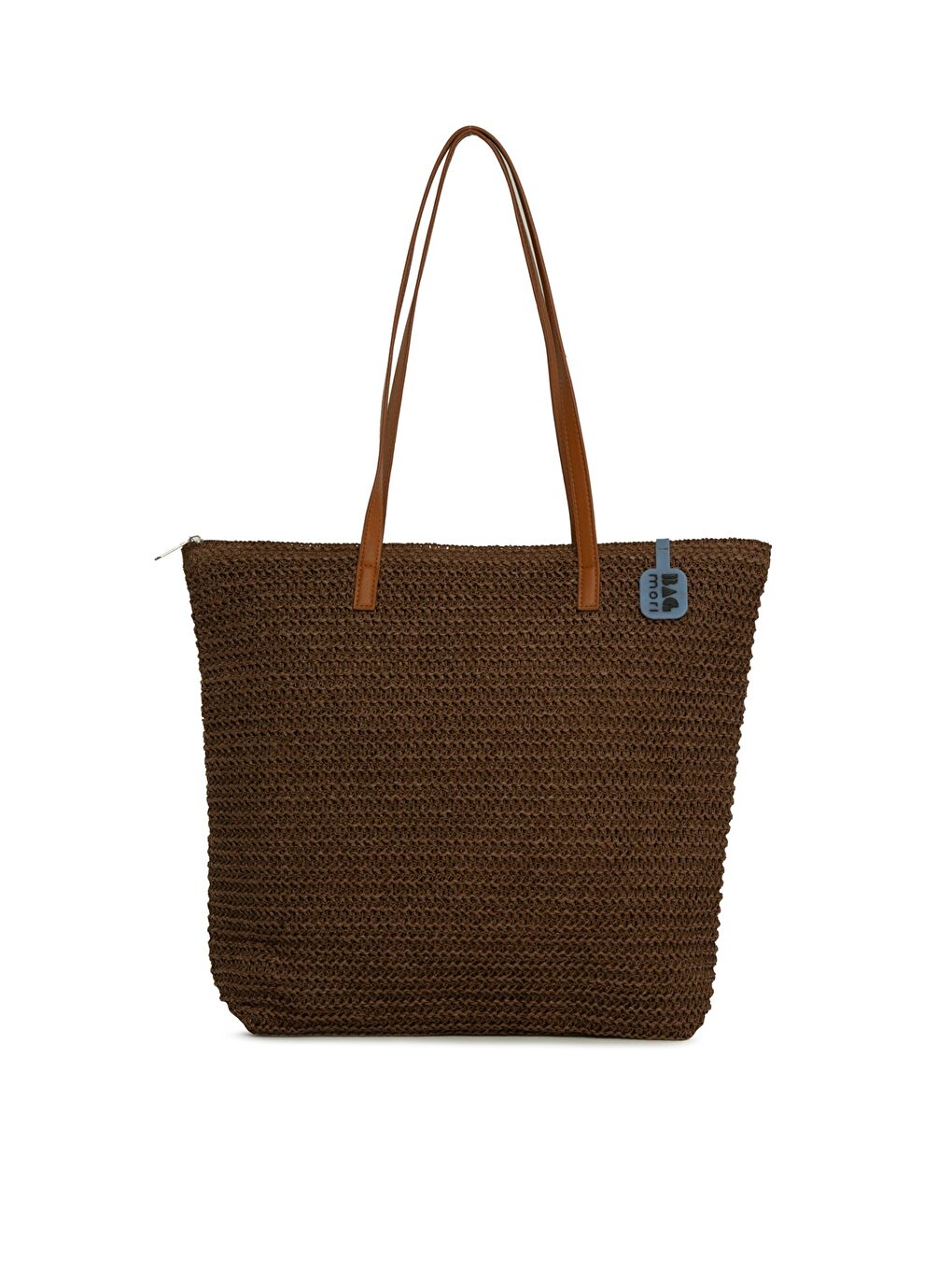 Kahverengi Deri Askılı Tote Hasır Çanta-2