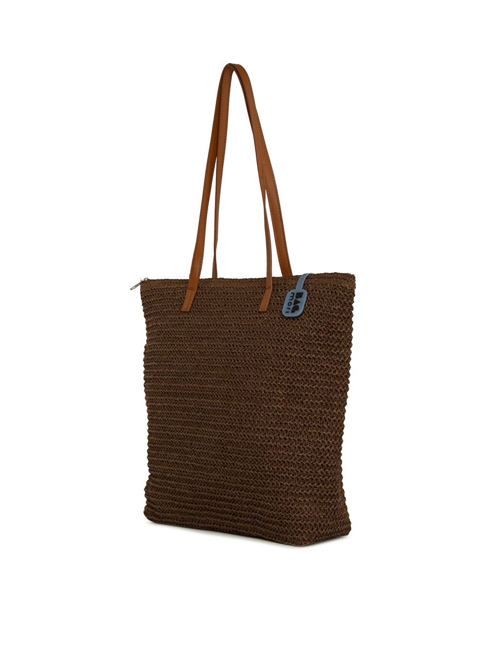 Kahverengi Deri Askılı Tote Hasır Çanta-3