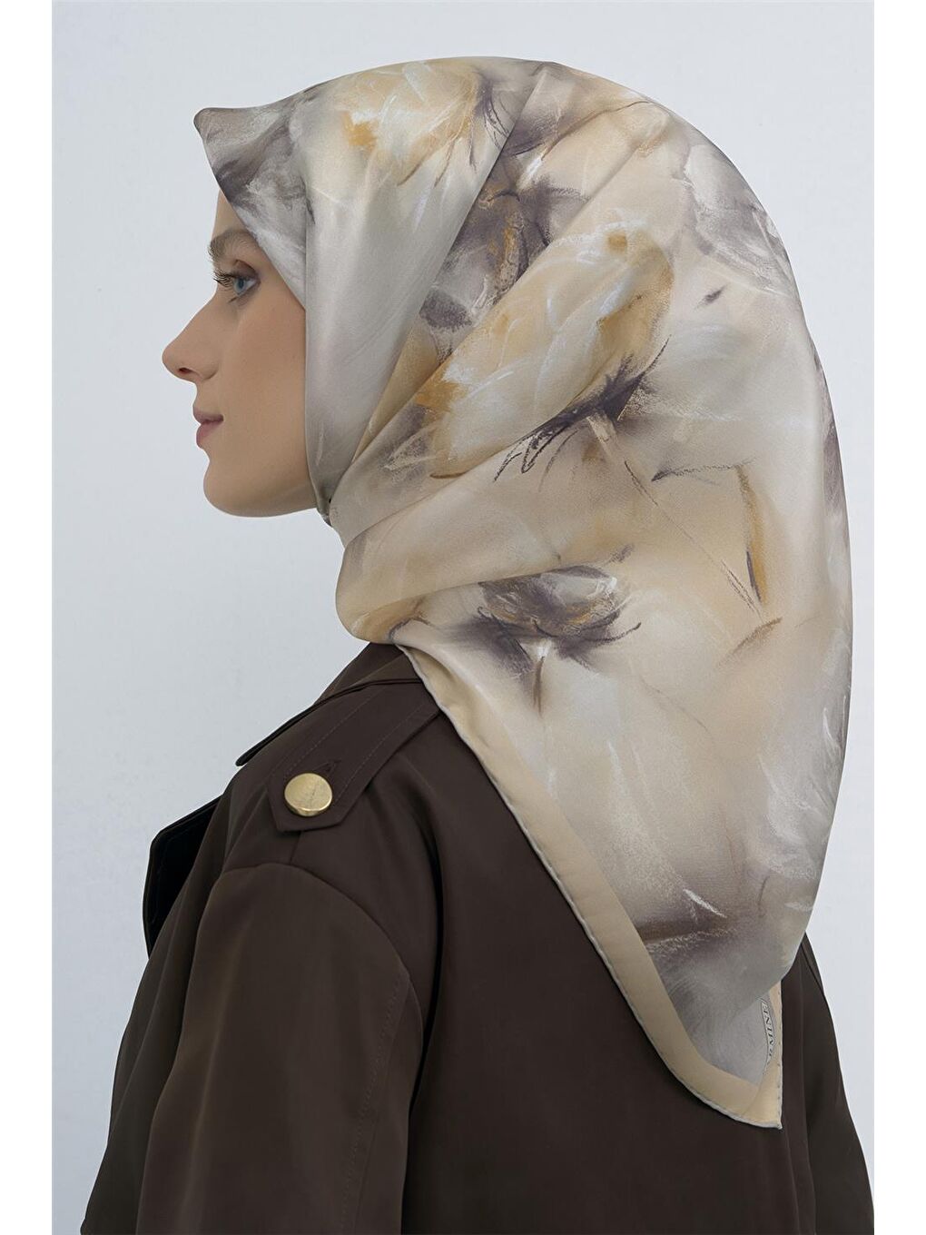 Bej Saf İpek Twill Eşarp 9515D 85-2