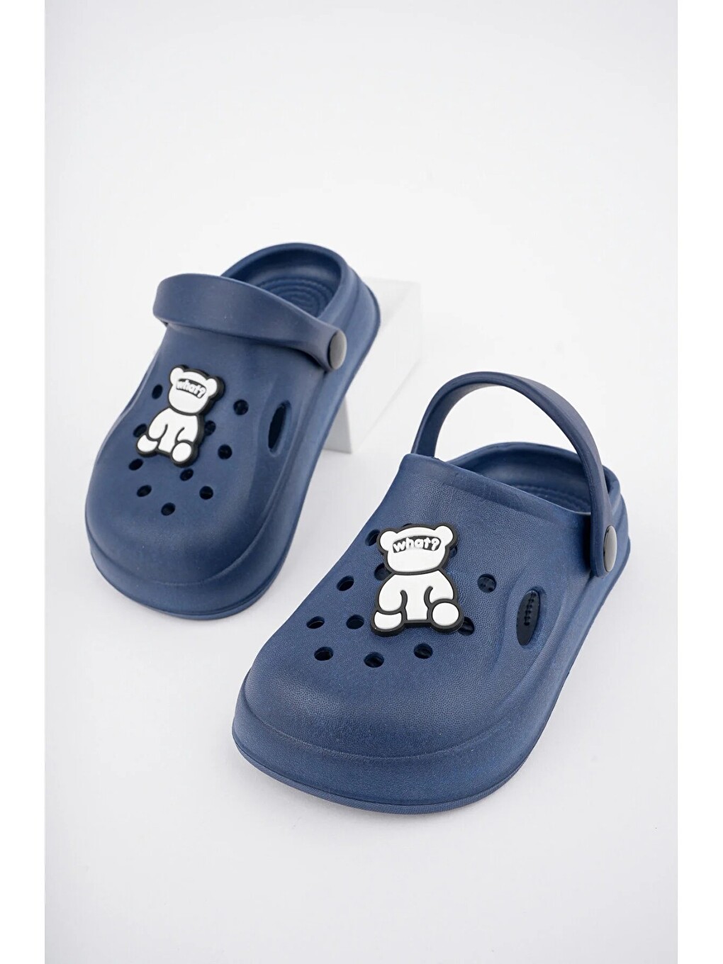 Lacivert Unisex Çocuk Figürlü Sticker Sandalet-terlik