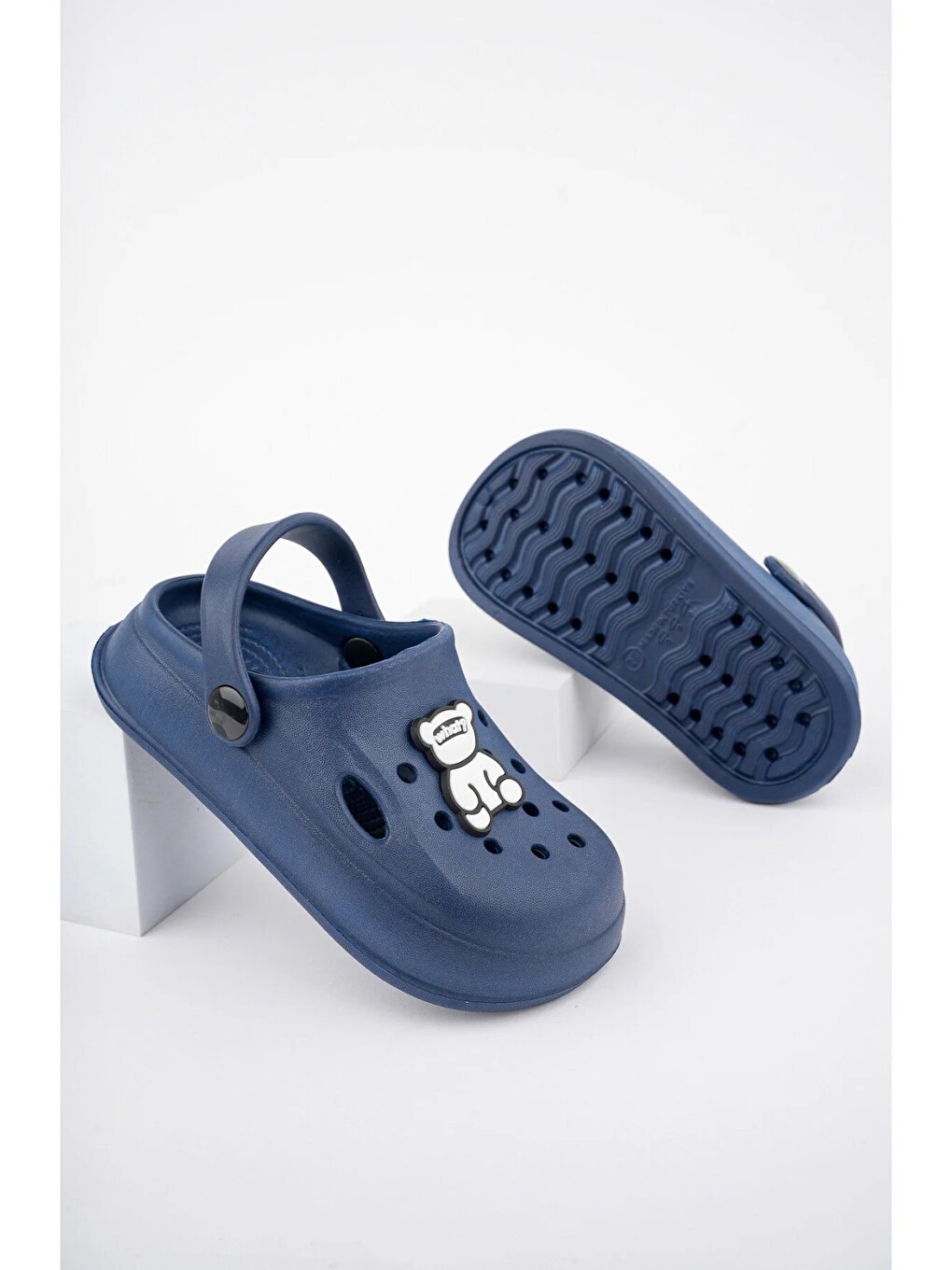 Lacivert Unisex Çocuk Figürlü Sticker Sandalet-terlik-1