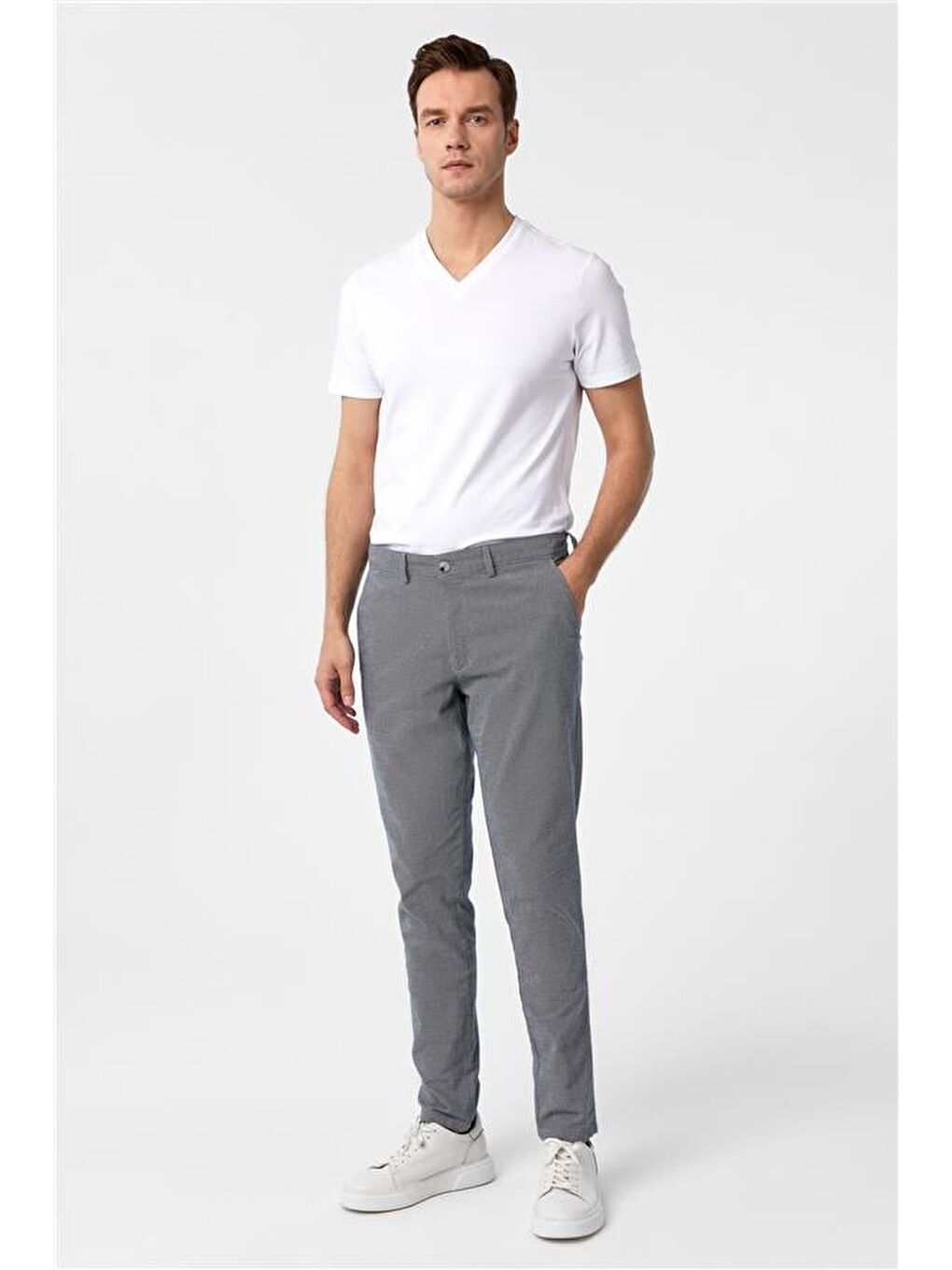 Lacivert Slim Armürlü Pantolon