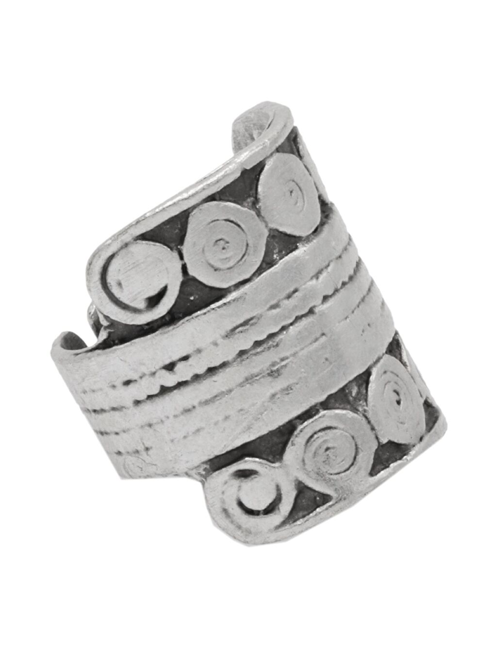 Gri Kadın Antik Gümüş Kaplama Ayarlanabilir Bohem Yüzük-2