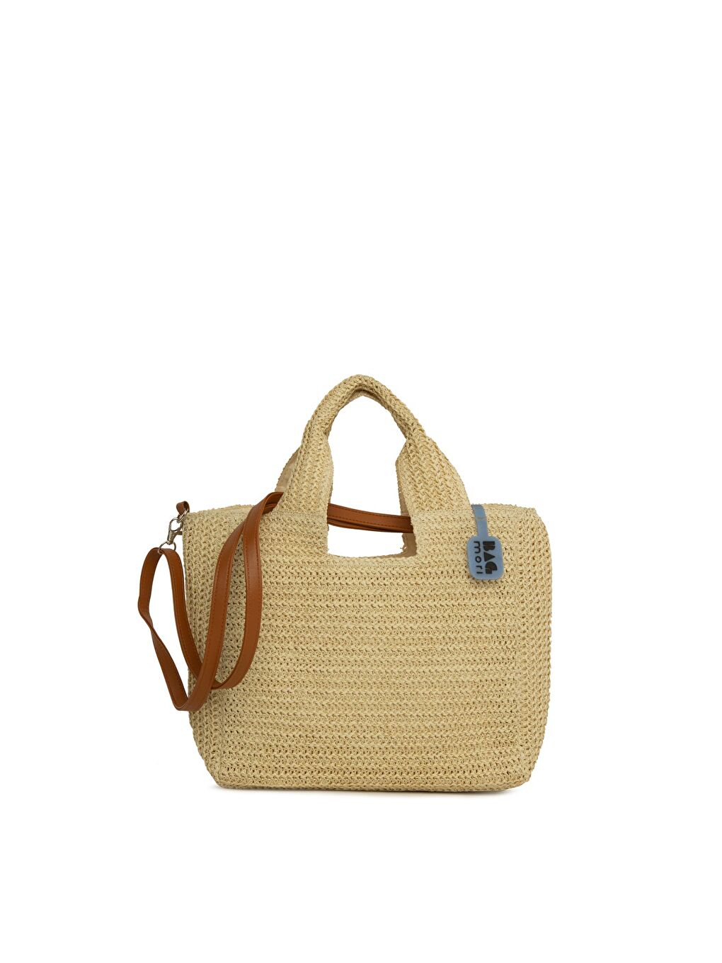 Ekru Uzun Askılı El Tutmalı Hasır Çanta