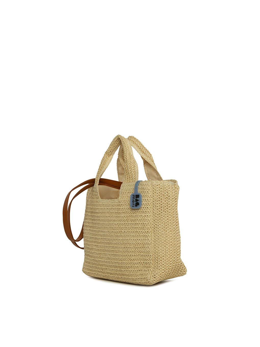 Ekru Uzun Askılı El Tutmalı Hasır Çanta-1