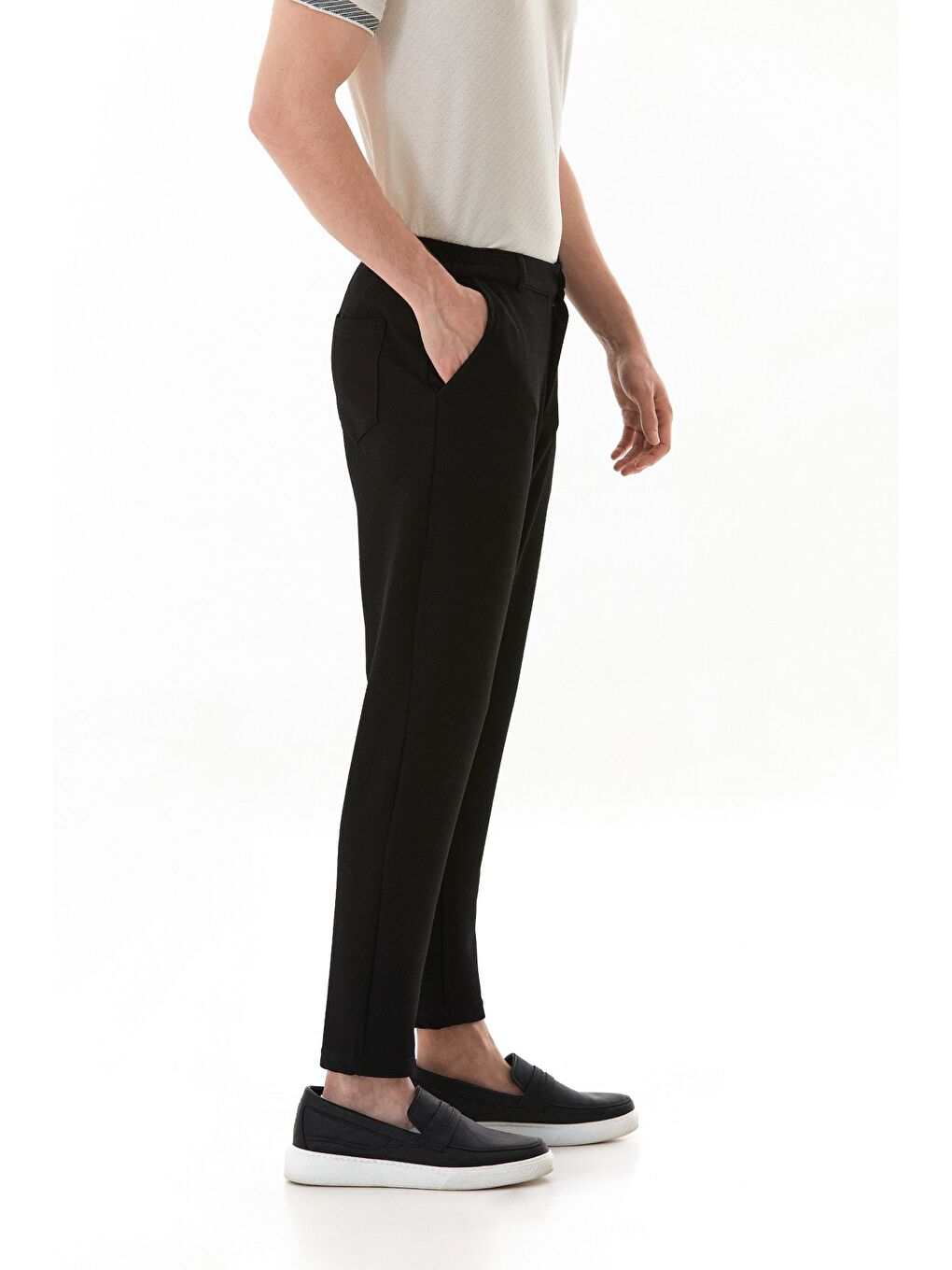 Siyah Waffle Kumaş Cepli Jogger Pantolon-3