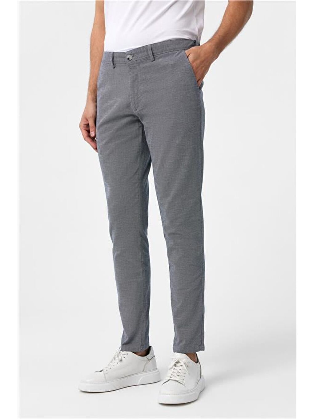 Lacivert Slim Armürlü Pantolon-2