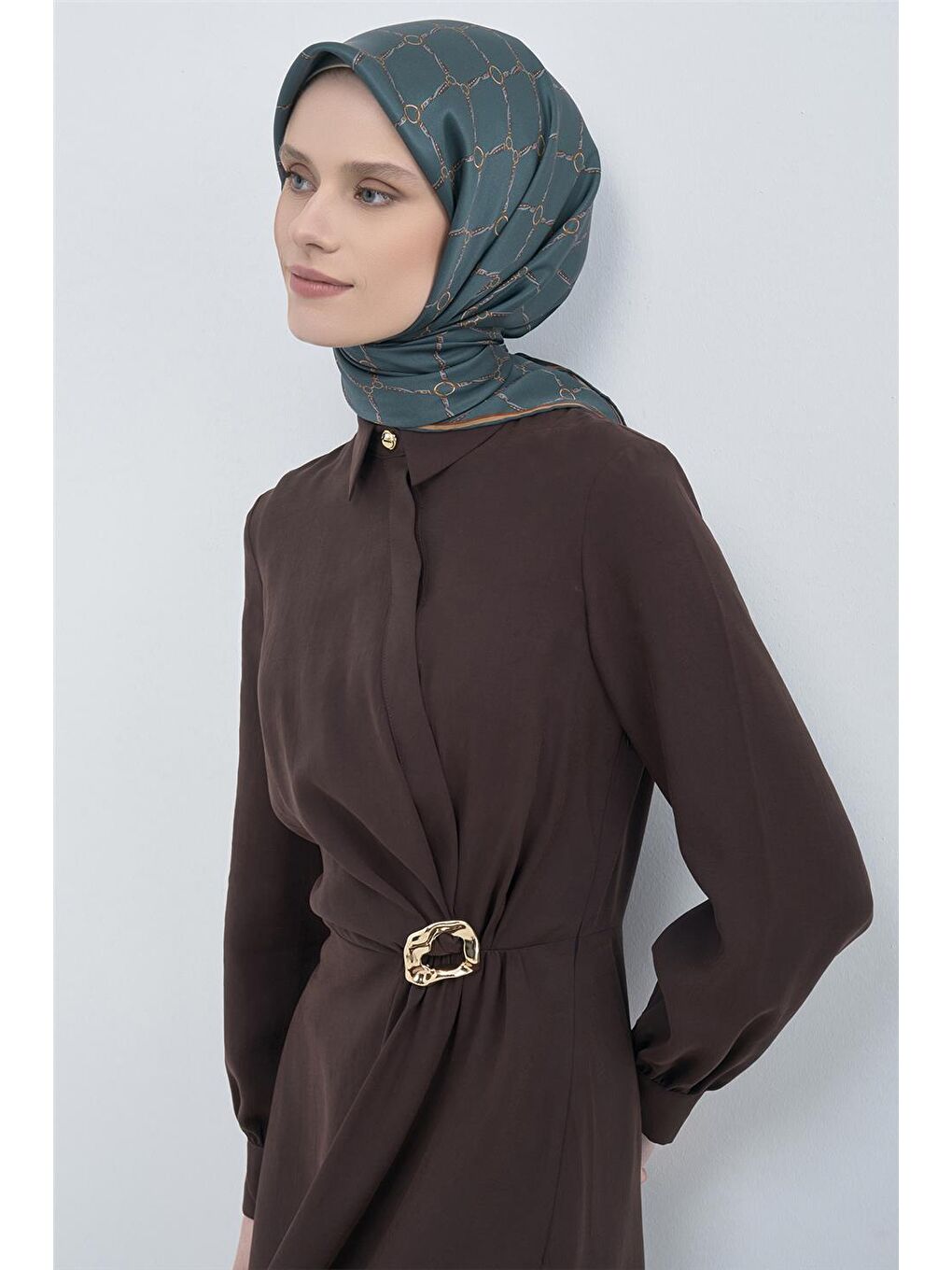 Yeşil Saf İpek Sura Eşarp 9538D 06