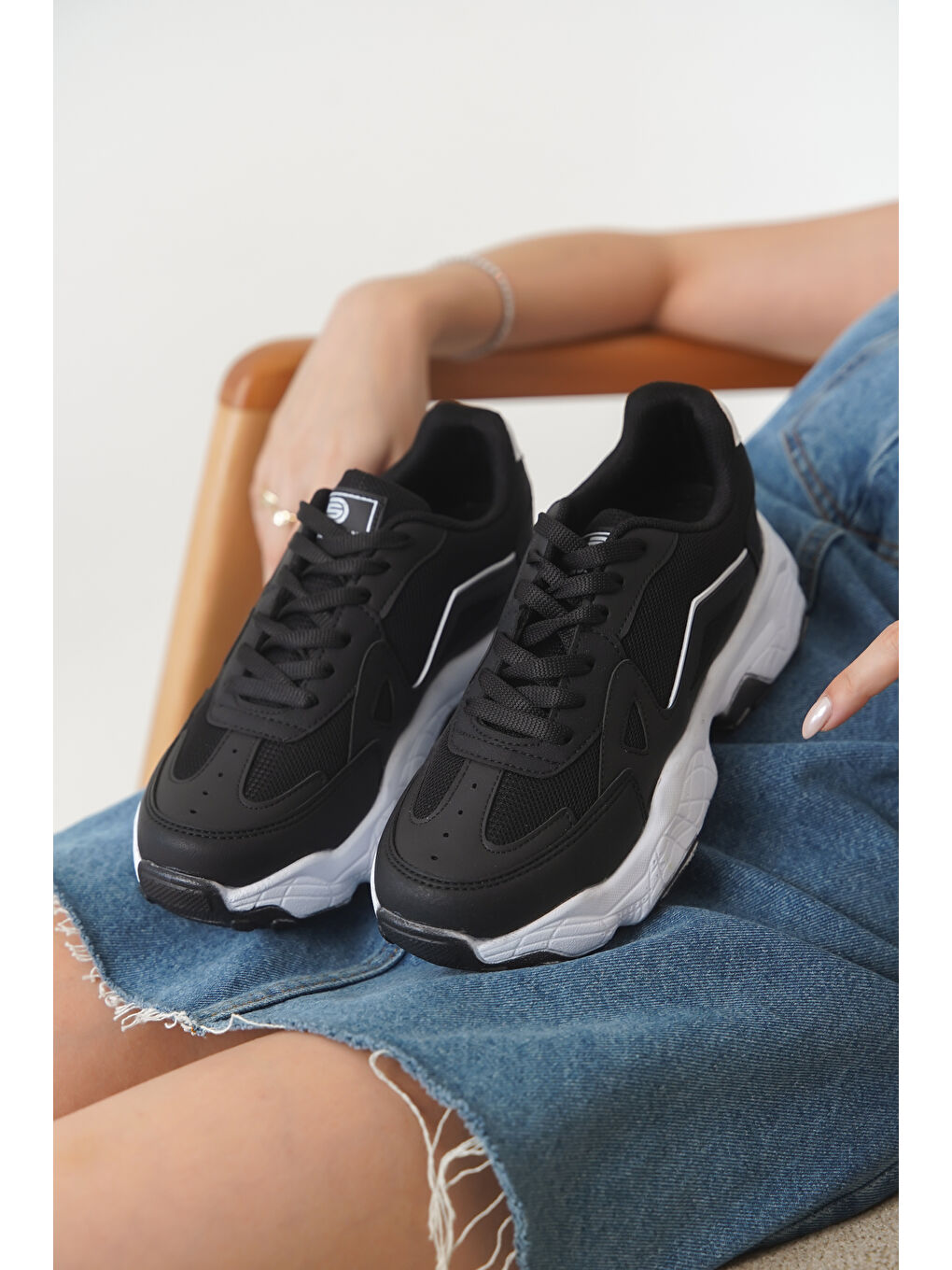 Siyah D0141 Kadın Günlük Ortopedik Sneaker Spor Ayakkabı