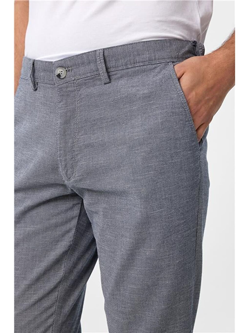 Lacivert Slim Armürlü Pantolon-3