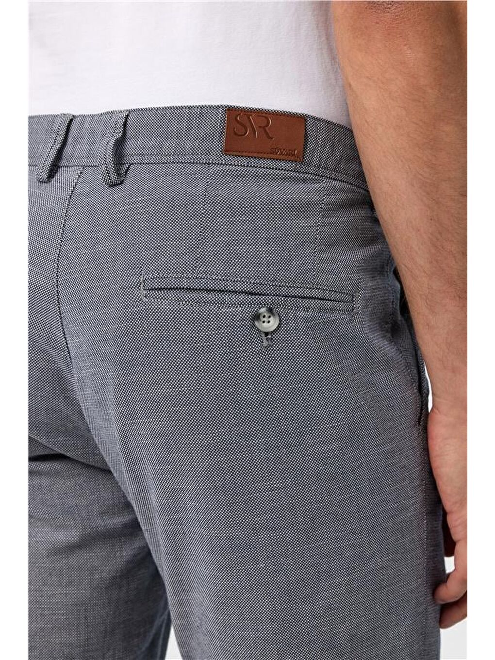 Lacivert Slim Armürlü Pantolon-4