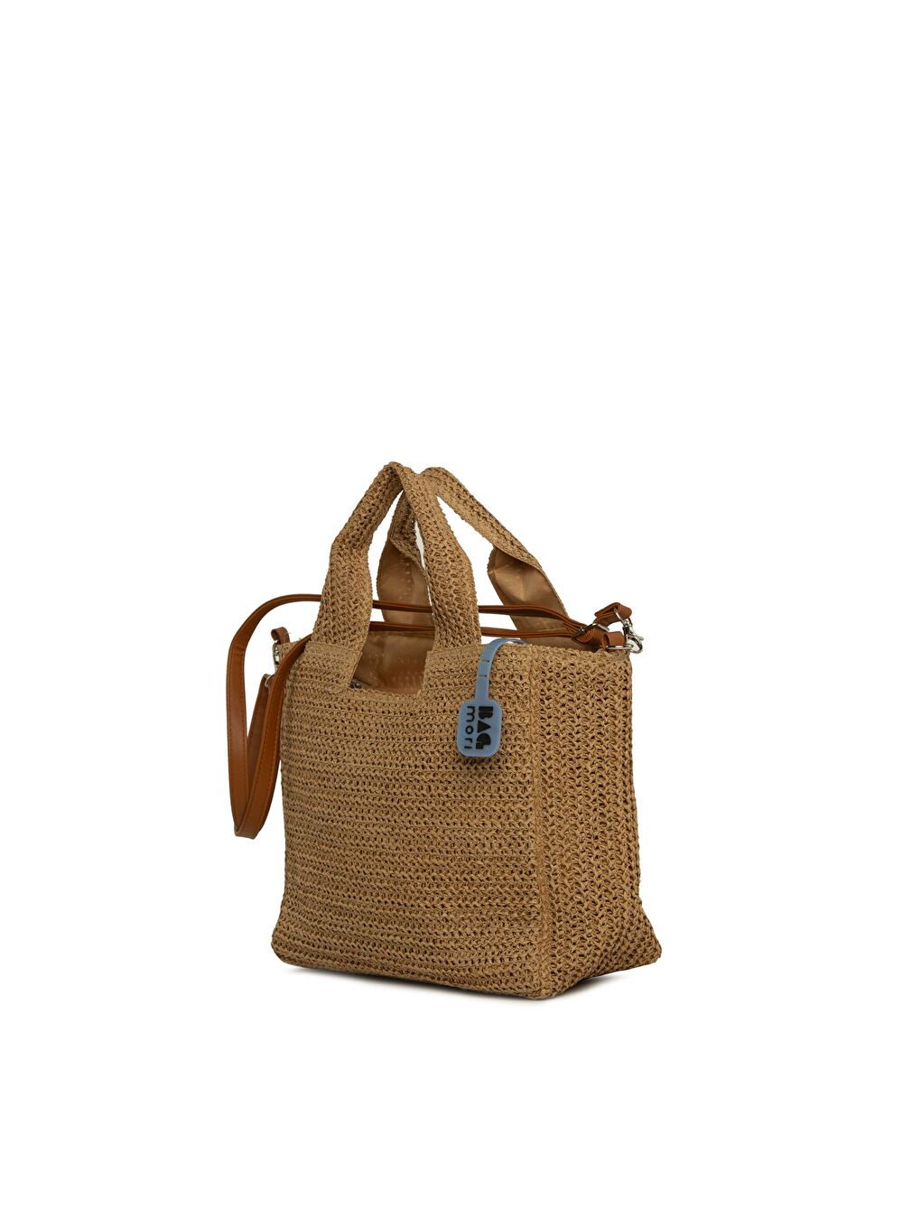 Bej Uzun Askılı El Tutmalı Hasır Çanta-1