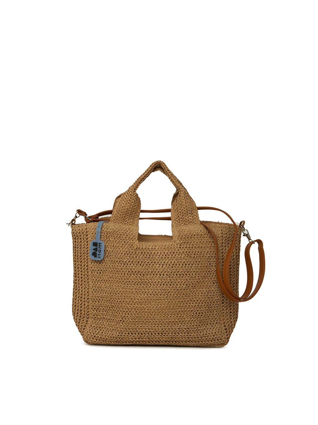 Bej Uzun Askılı El Tutmalı Hasır Çanta-2