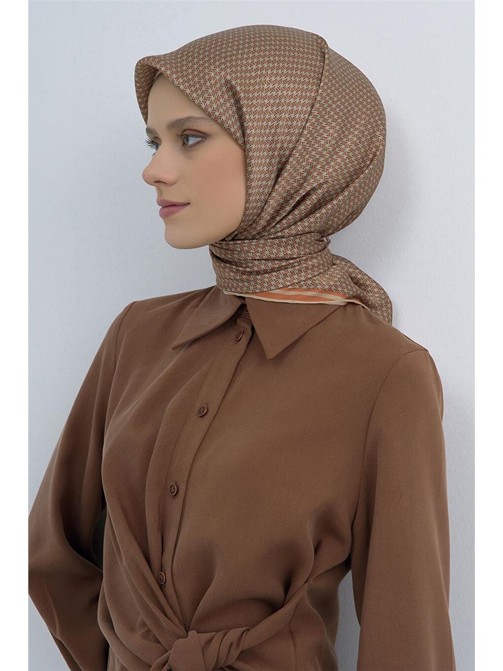 Kahverengi Saf İpek Twill Eşarp 9528D 04-2