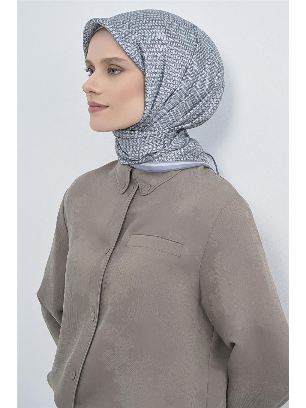 Mavi Saf İpek Twill Eşarp 9528D 01-2