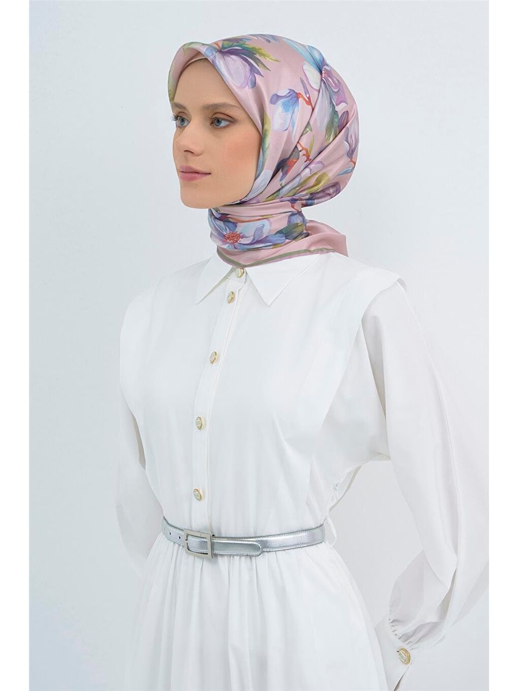 Pembe Saf İpek Twill Eşarp 9524D 52