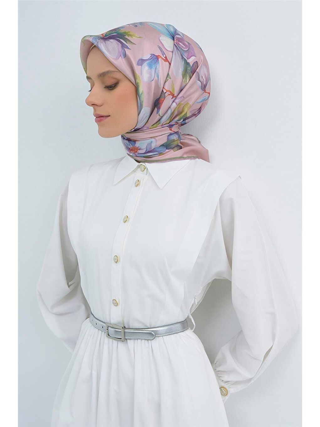 Pembe Saf İpek Twill Eşarp 9524D 52-2