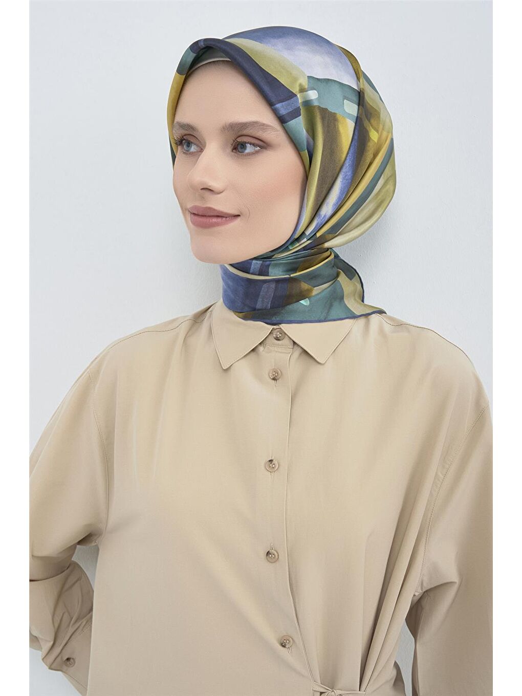 Yeşil Saf İpek Twill Eşarp 9510D 81-2