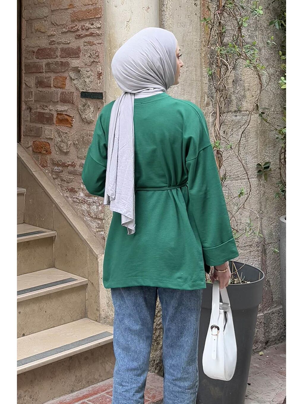 Yırtmaç Detaylı Sweat Zümrüt Yeşili-2