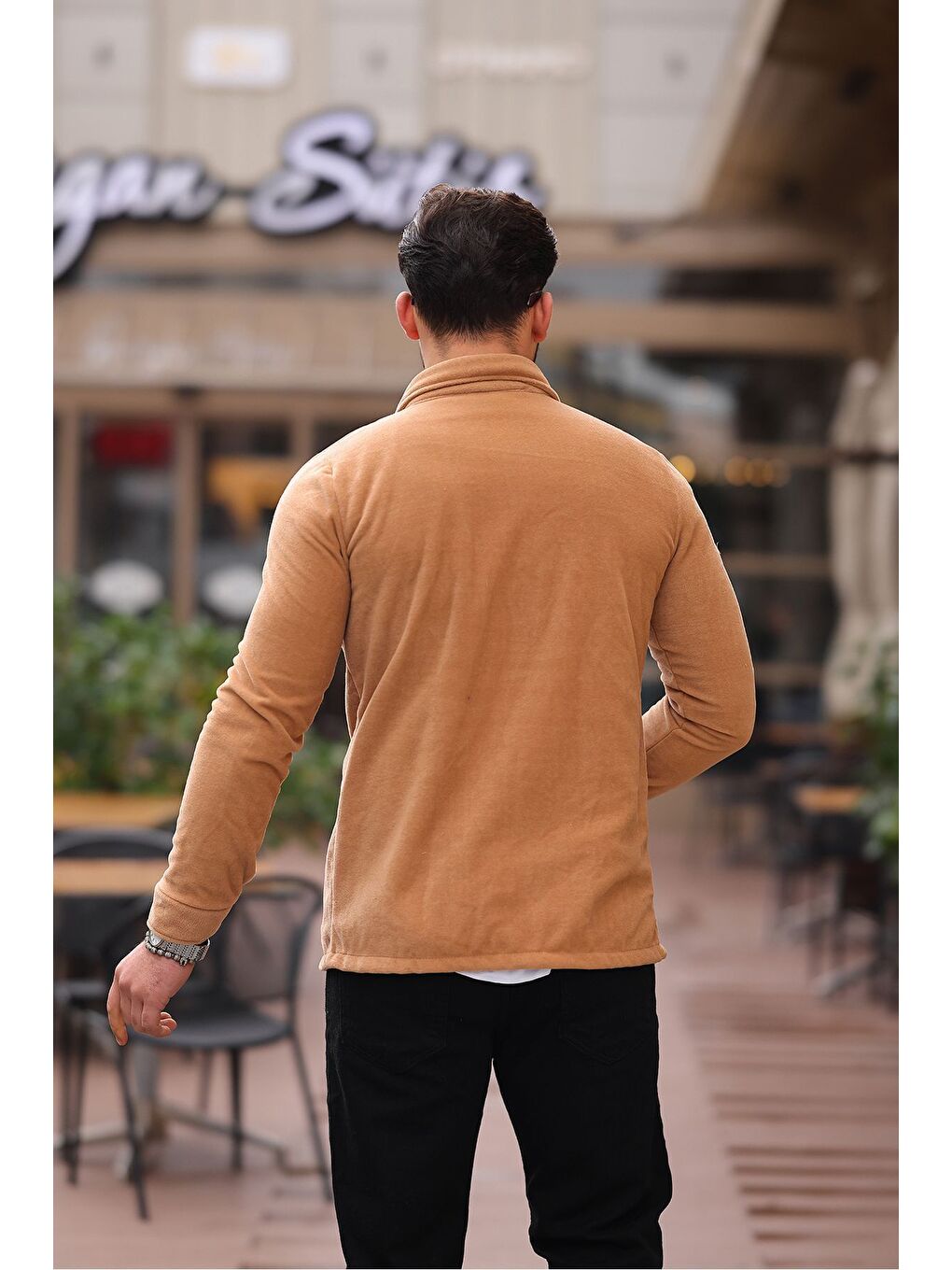 Kahverengi Erkek Polar Rahat Kalıp Gömlek-3