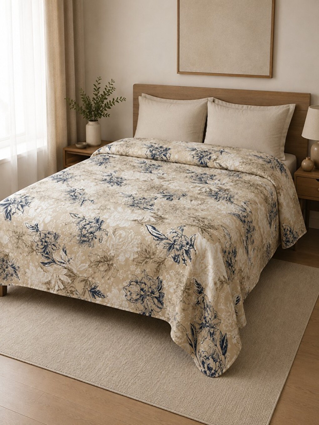 Lacivert Çift Kişilik Pike Yatak Örtüsü %100 Pamuk 220x230