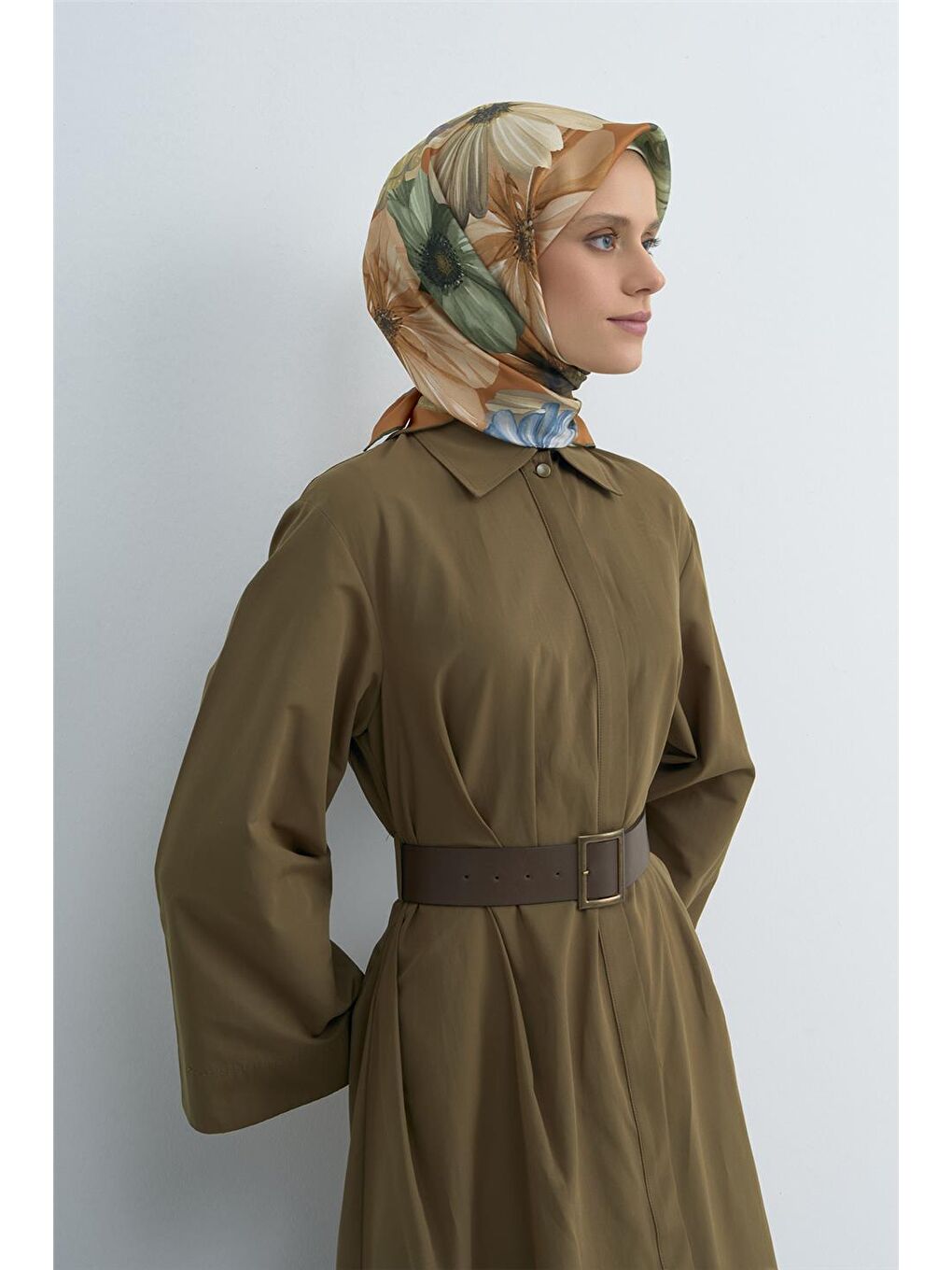 Kahverengi Saf İpek Twill Eşarp 9503D 57