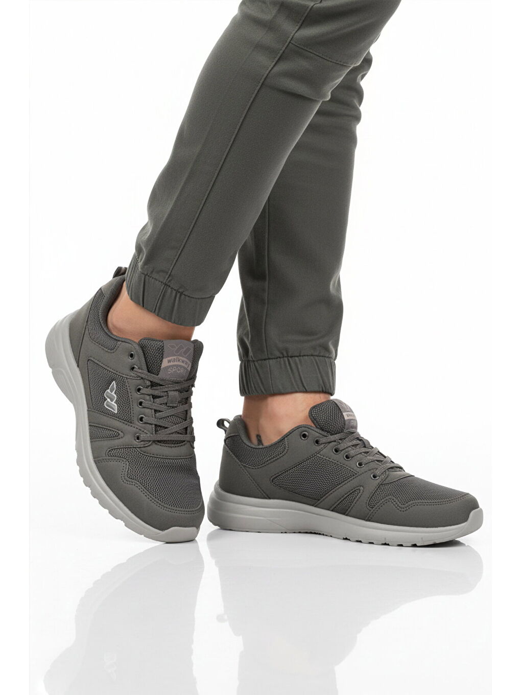 Gri Füme Fileli Hafif Esnek Büyük Numara Spor Ayakkabı 020 M