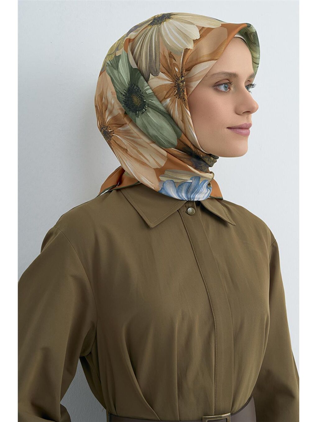 Kahverengi Saf İpek Twill Eşarp 9503D 57-1