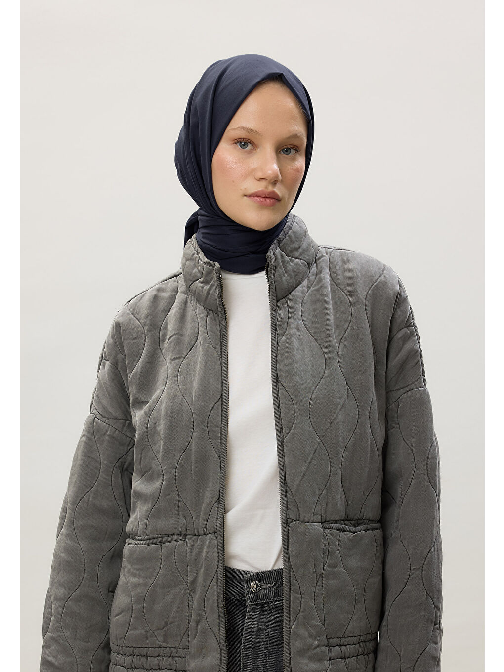 İnce Pamuk Vual Şal Lacivert-1