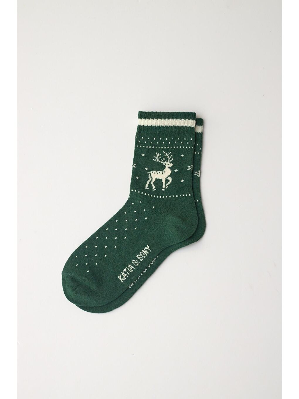 Kadın Yılbaşı Temalı Soket Çorap Yeşil-1