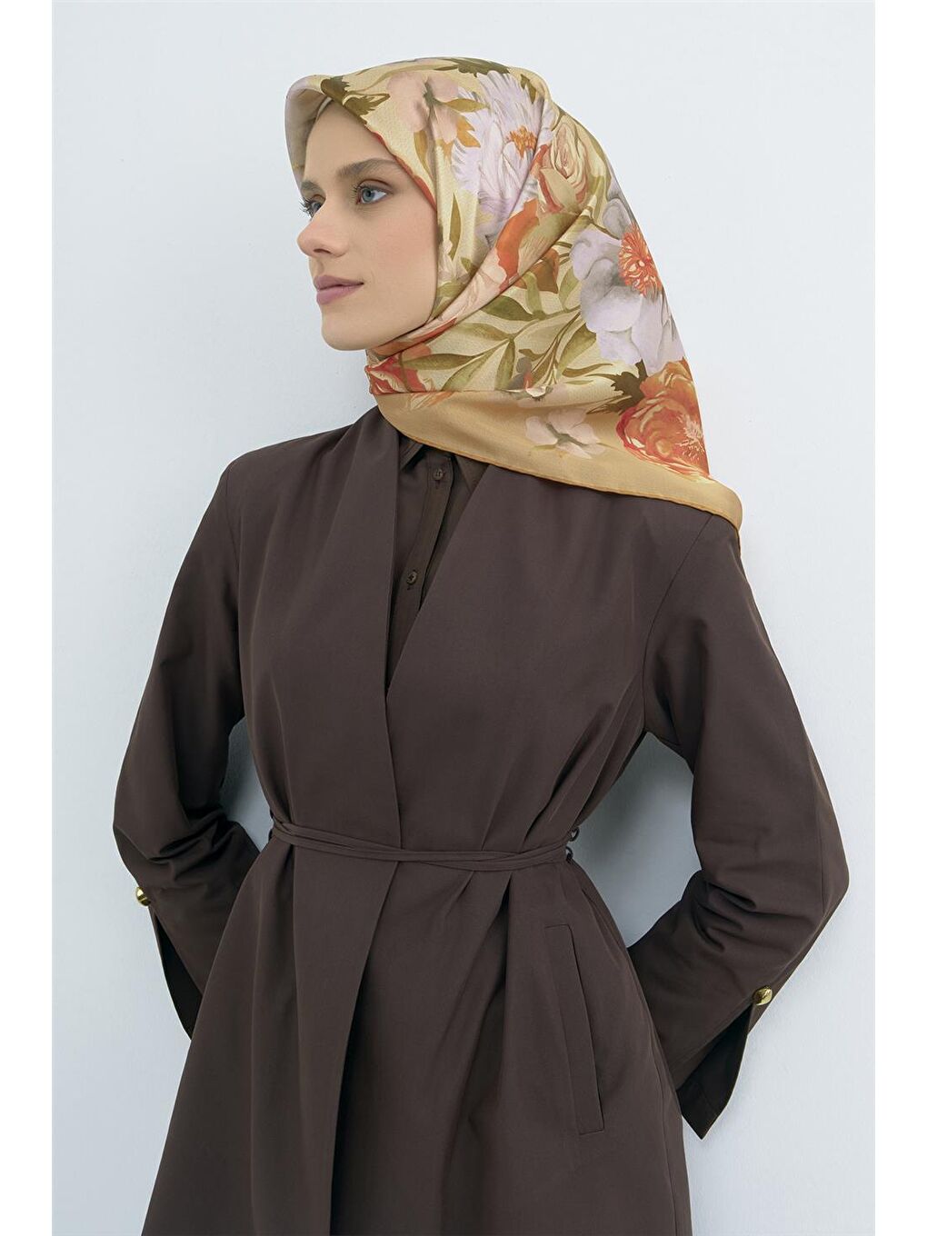 Turuncu Saf İpek Sura Eşarp 9516D 53