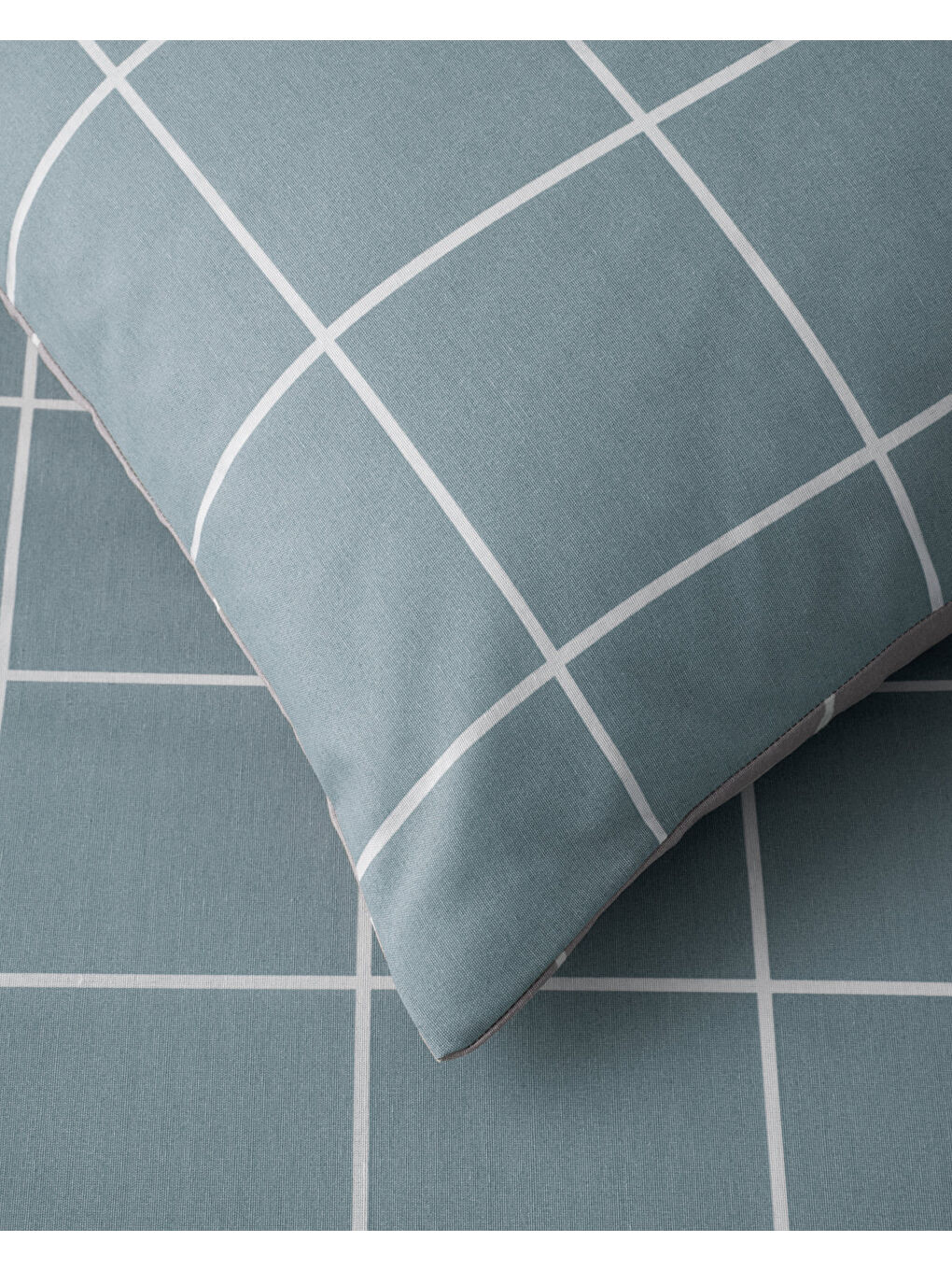 Gridline Kolay Ütülenir Çift Kişilik Nevresim Takımı 200x220 cm Seledon-Mürdüm-4