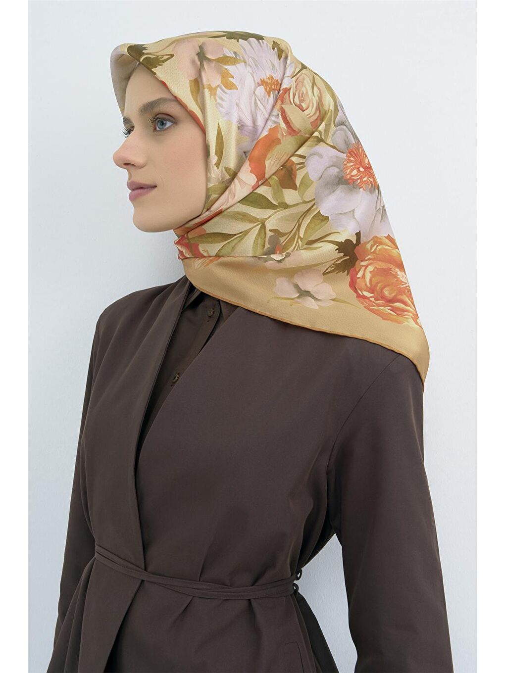 Turuncu Saf İpek Sura Eşarp 9516D 53-1