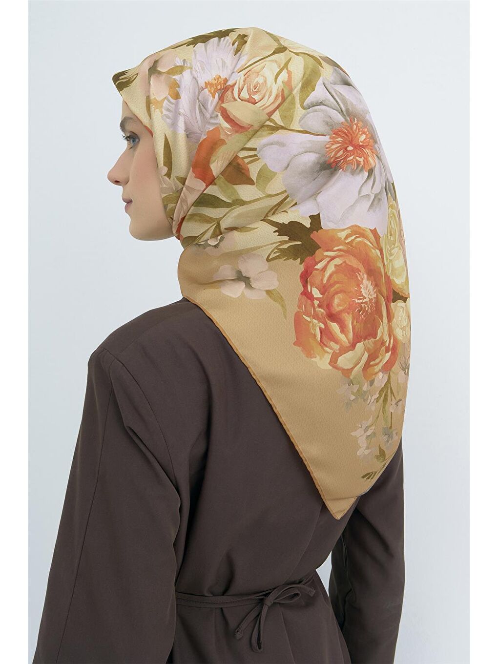 Turuncu Saf İpek Sura Eşarp 9516D 53-2